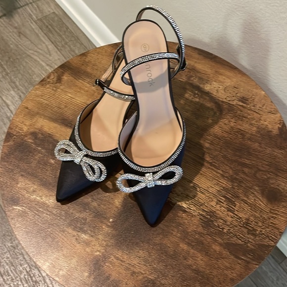 I am selling a pair of black “Ainrock” rhinestone sling back high heels - Picture 2 of 5